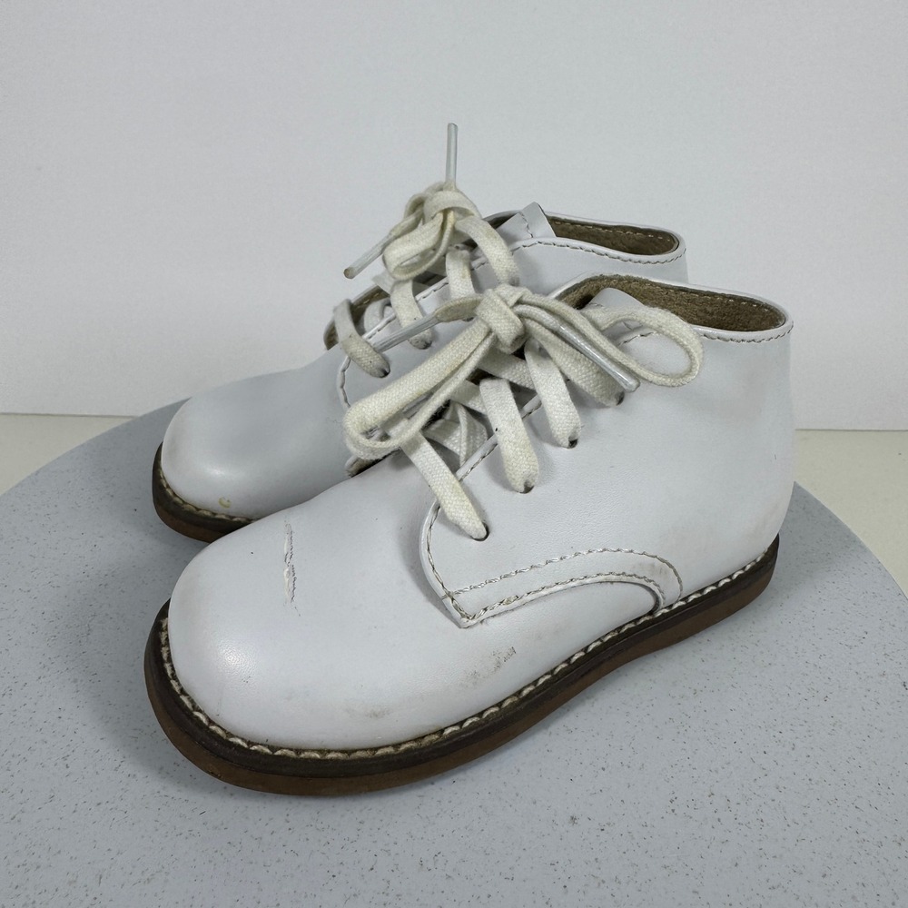 Footmates Todd 7790 White Leather Toddler Walking Shoes Size 6 High Top